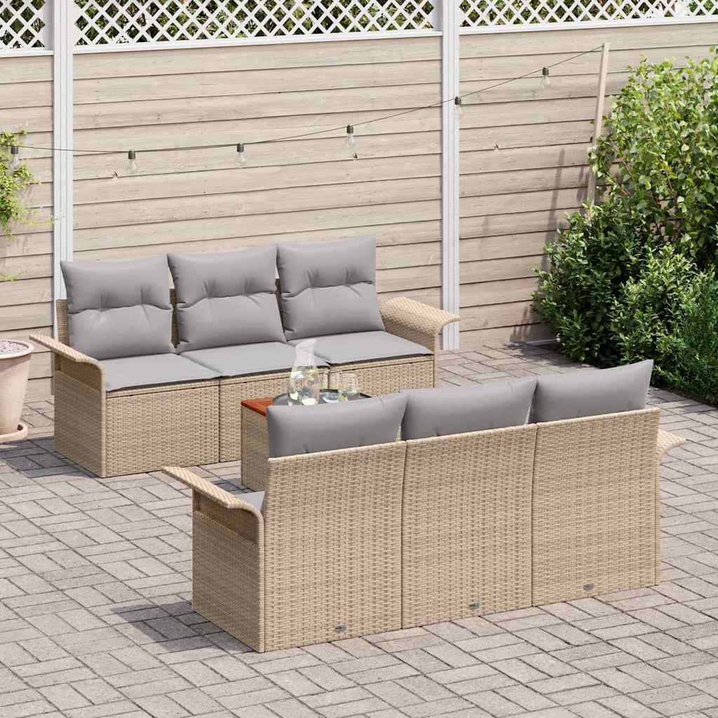 Havesofa Sæt 7 stk. Beige polyrattan