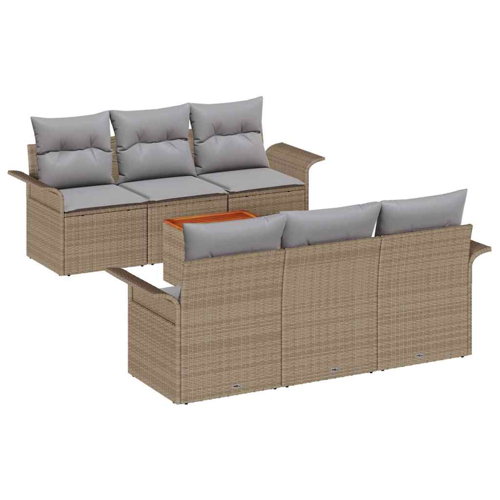 Havesofa Sæt 7 stk. Beige polyrattan