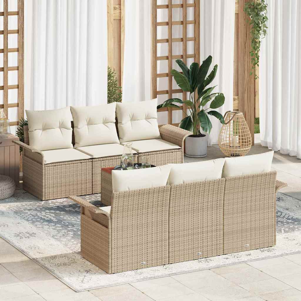 Havesofa Sæt 7 stk. Beige polyrattan
