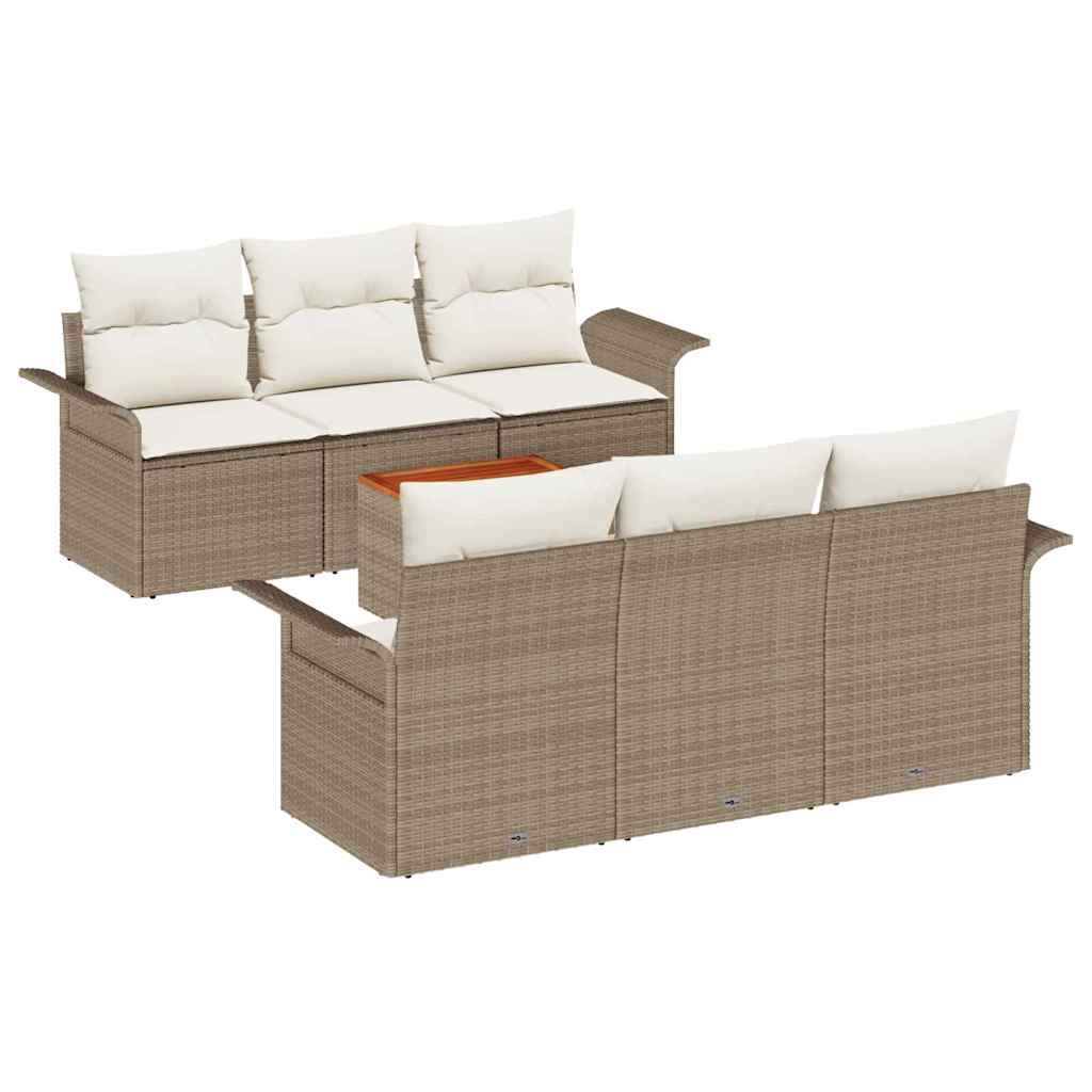 Havesofa Sæt 7 stk. Beige polyrattan