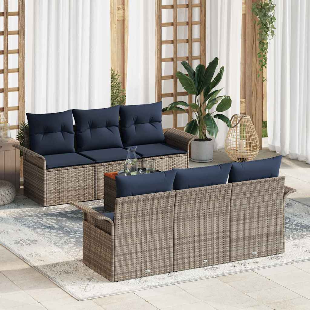 Havesofa Sæt 7 stk. Grå polyrattan