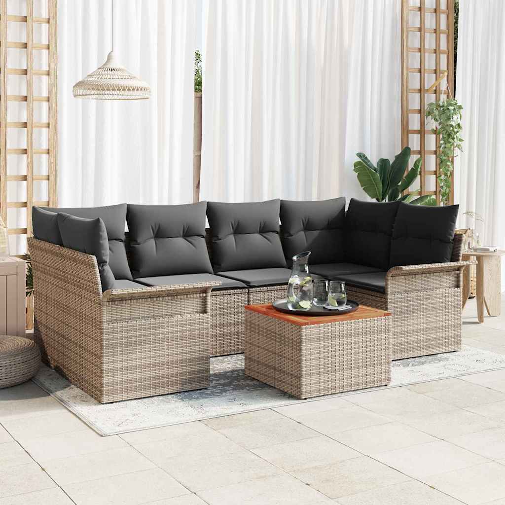 Havesofa Sæt 7 stk. Grå polyrattan