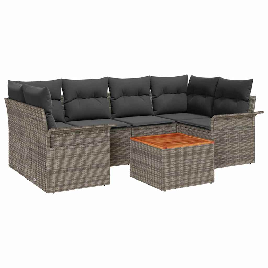 Havesofa Sæt 7 stk. Grå polyrattan