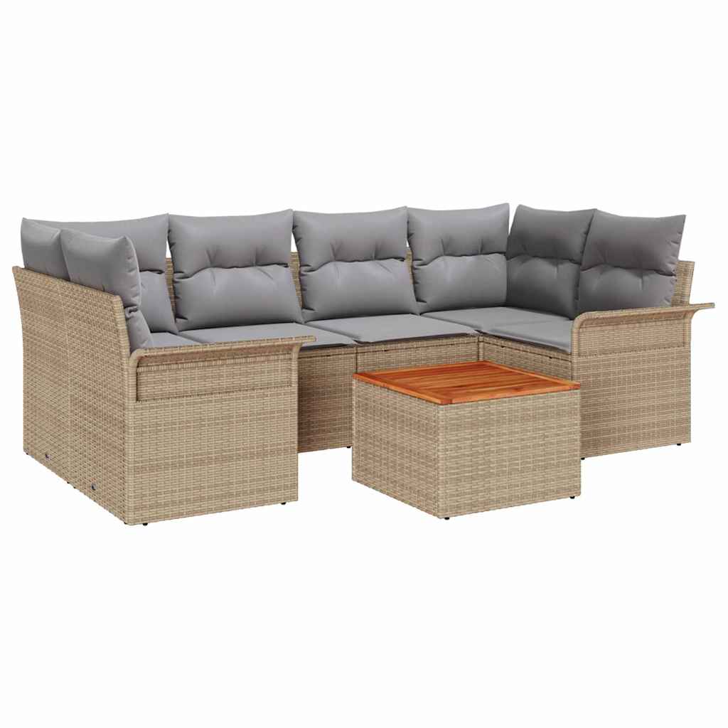 Havesofa Sæt 7 stk. Beige polyrattan
