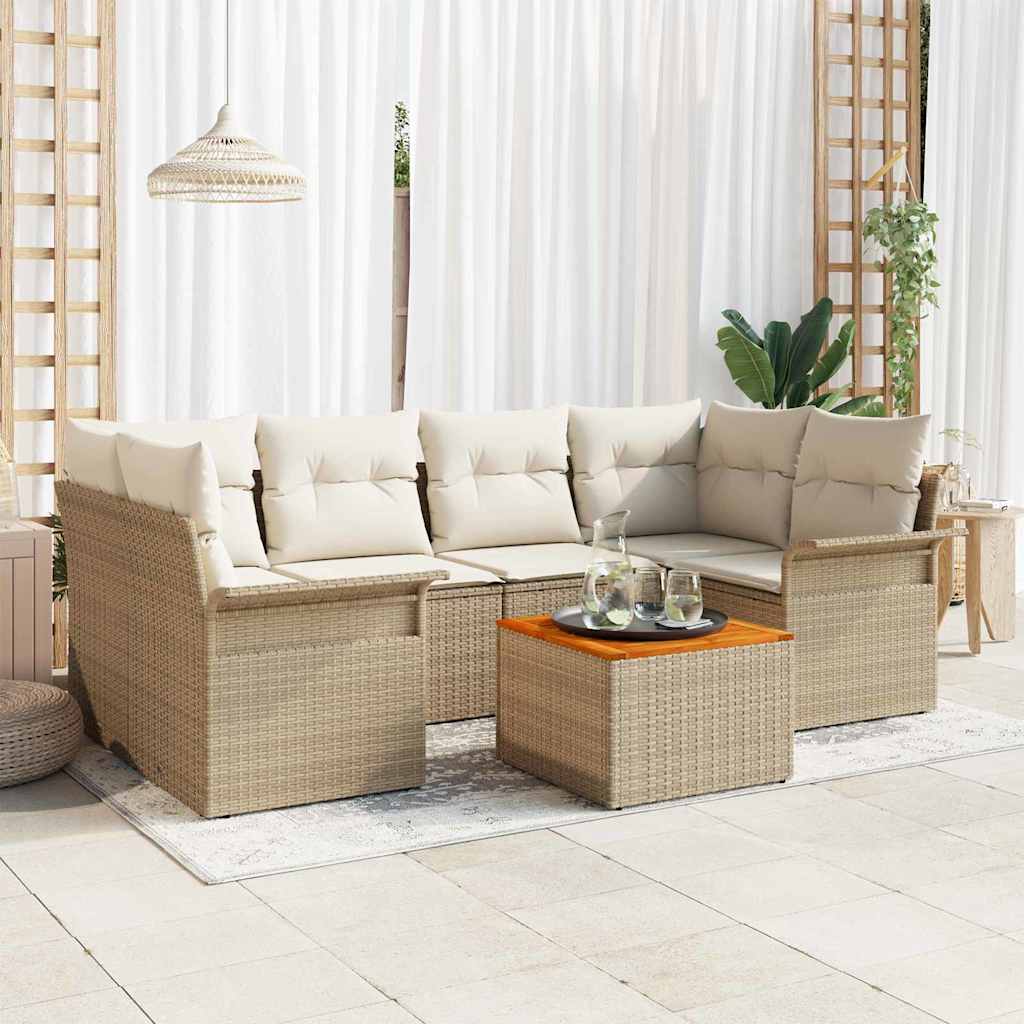 Havesofa Sæt 7 stk. Beige polyrattan