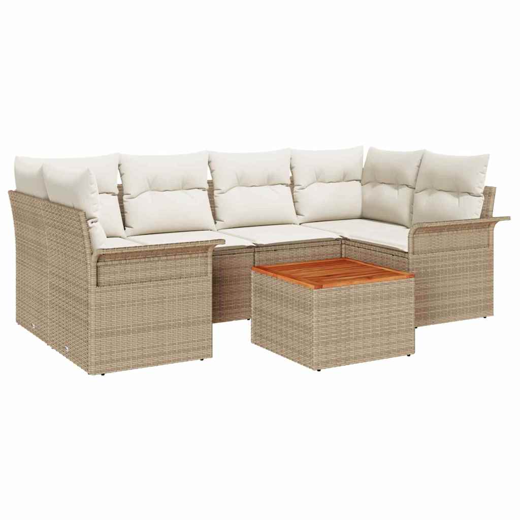 Havesofa Sæt 7 stk. Beige polyrattan