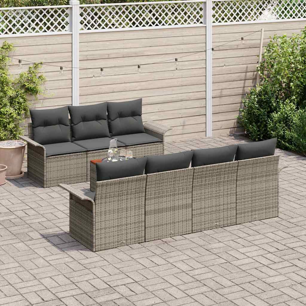 Havesofa Sæt 8 stk. Grå polyrattan