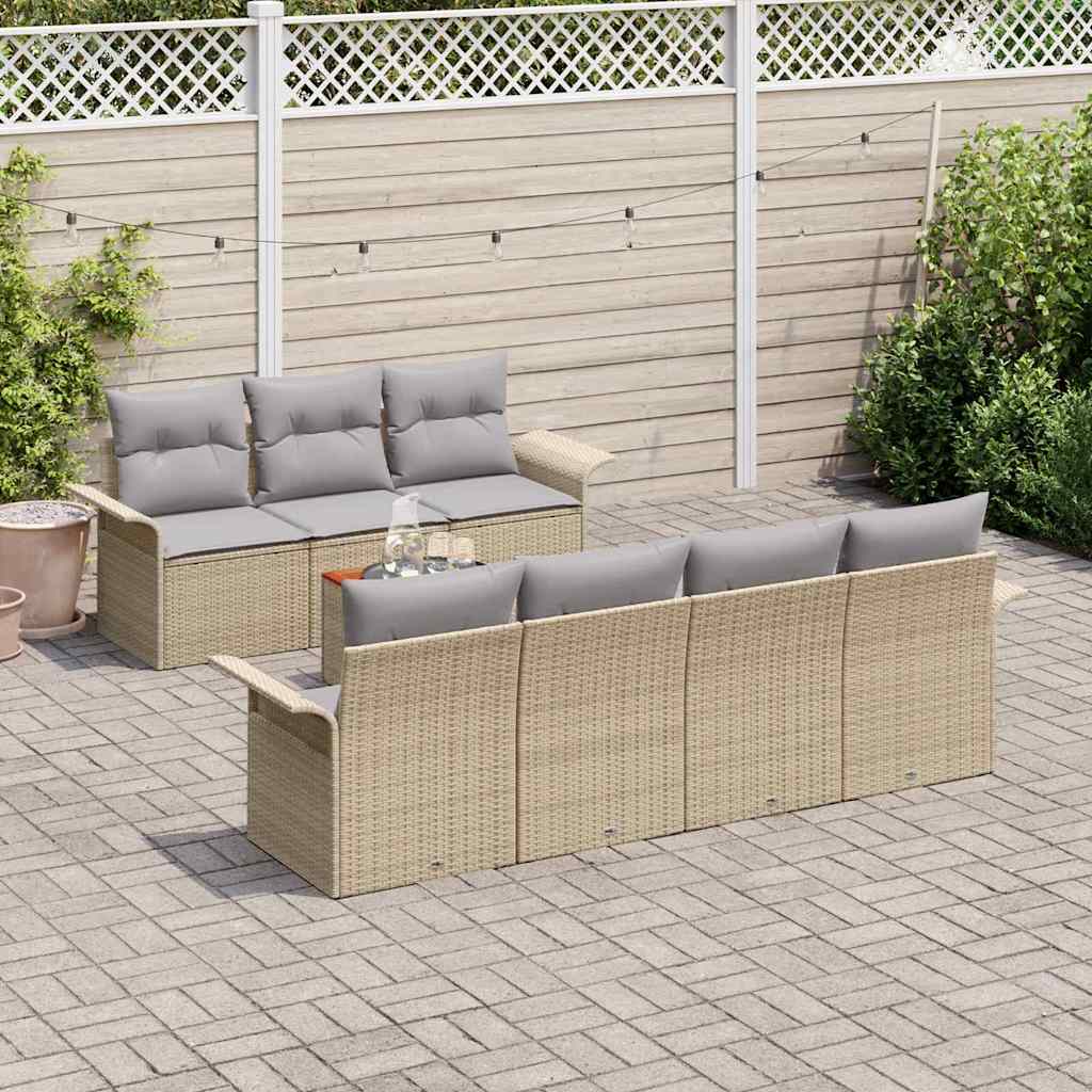 Havesofa Sæt 8 stk. Beige polyrattan