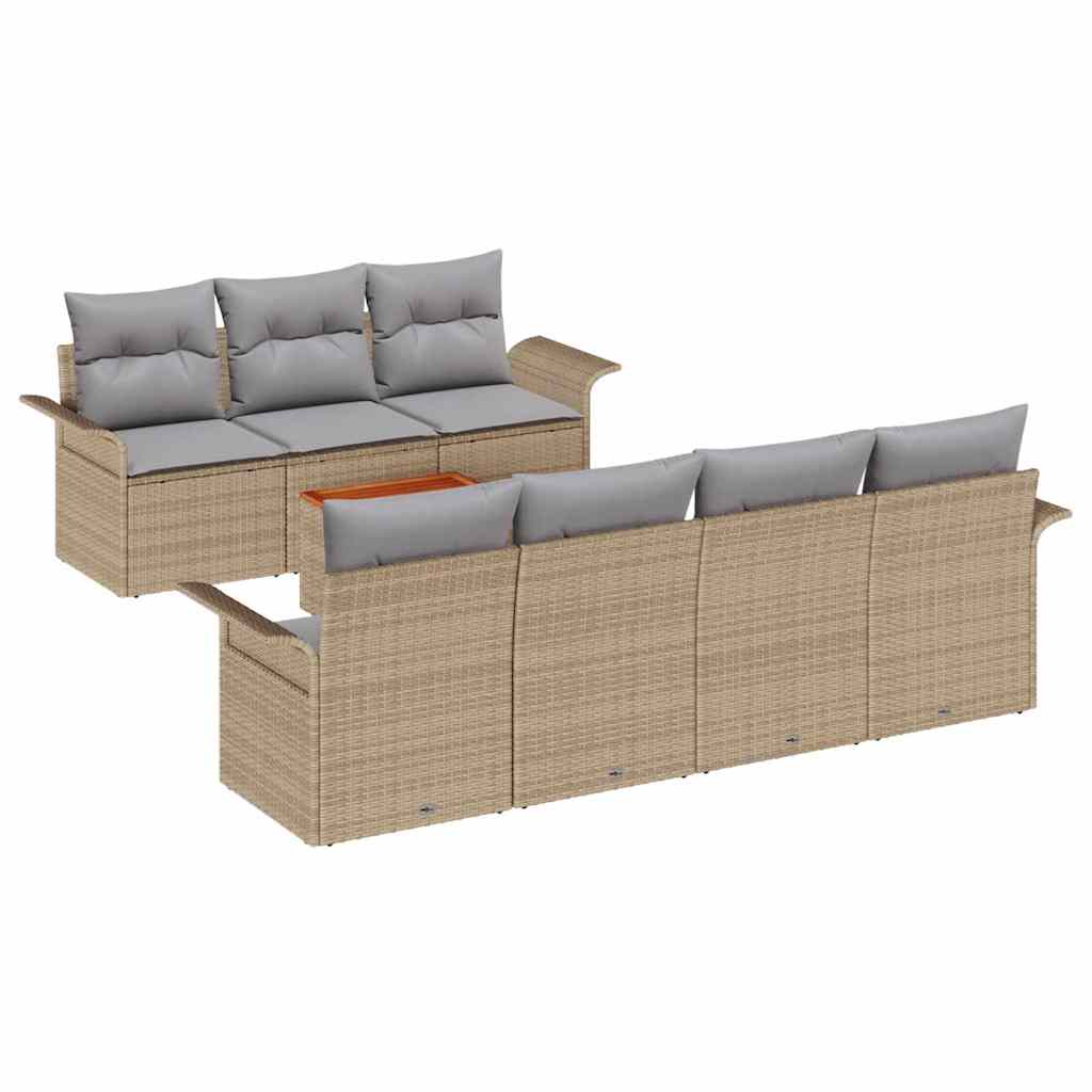 Havesofa Sæt 8 stk. Beige polyrattan