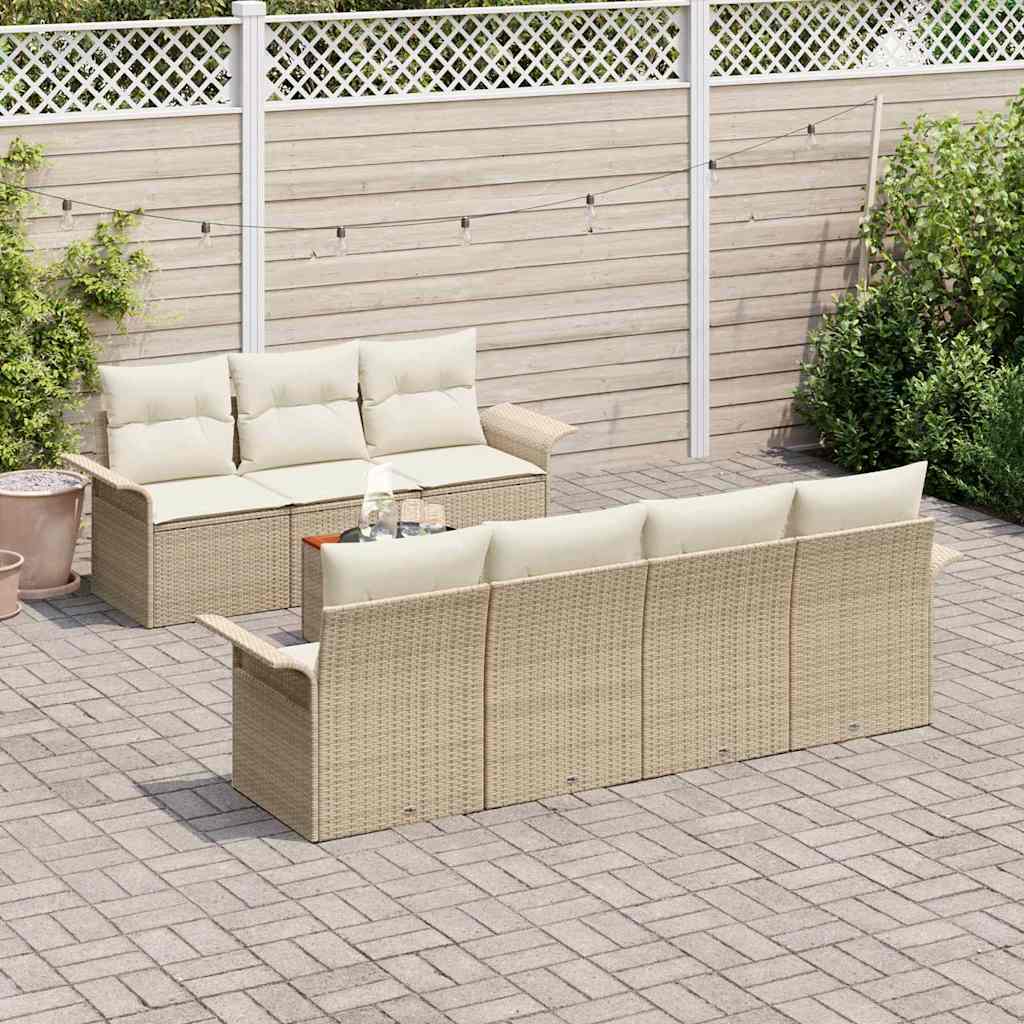 Havesofa Sæt 8 stk. Beige polyrattan