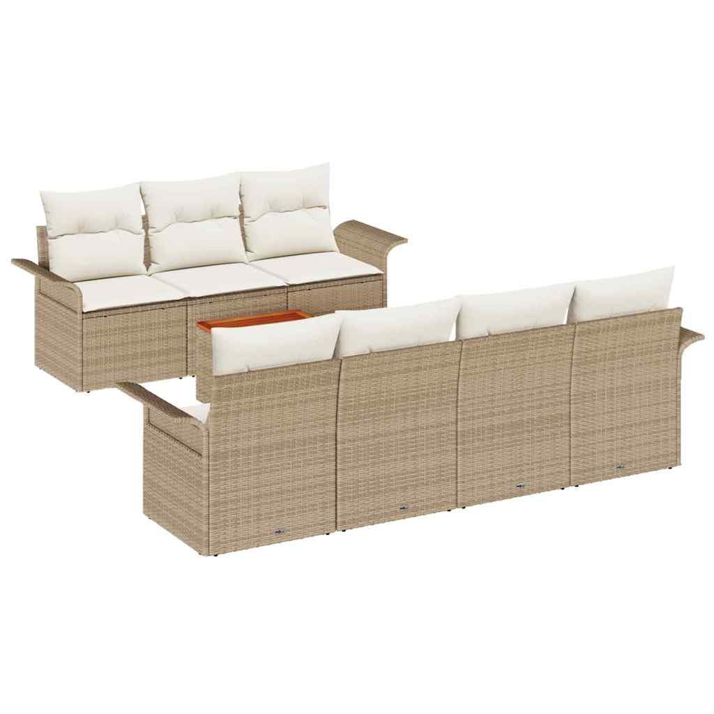 Havesofa Sæt 8 stk. Beige polyrattan