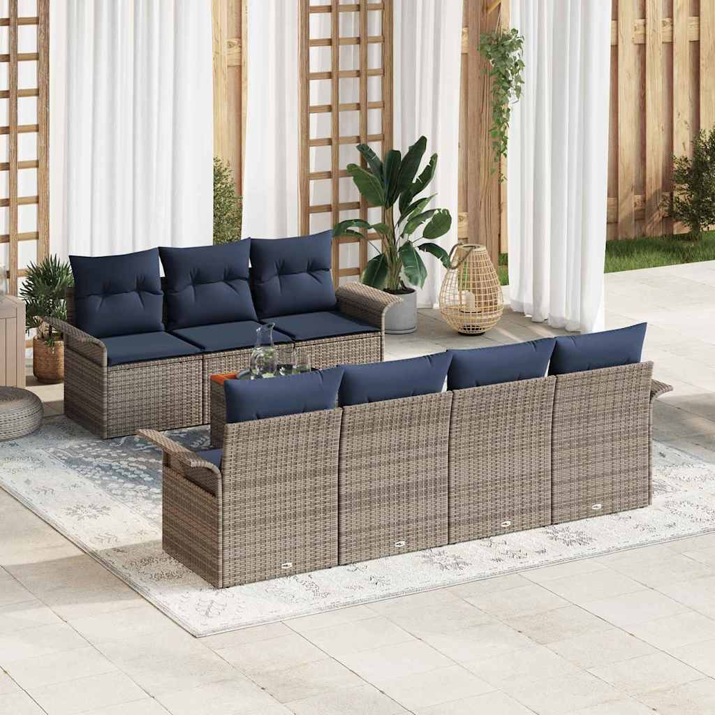 Havesofa Sæt 8 stk. Grå polyrattan
