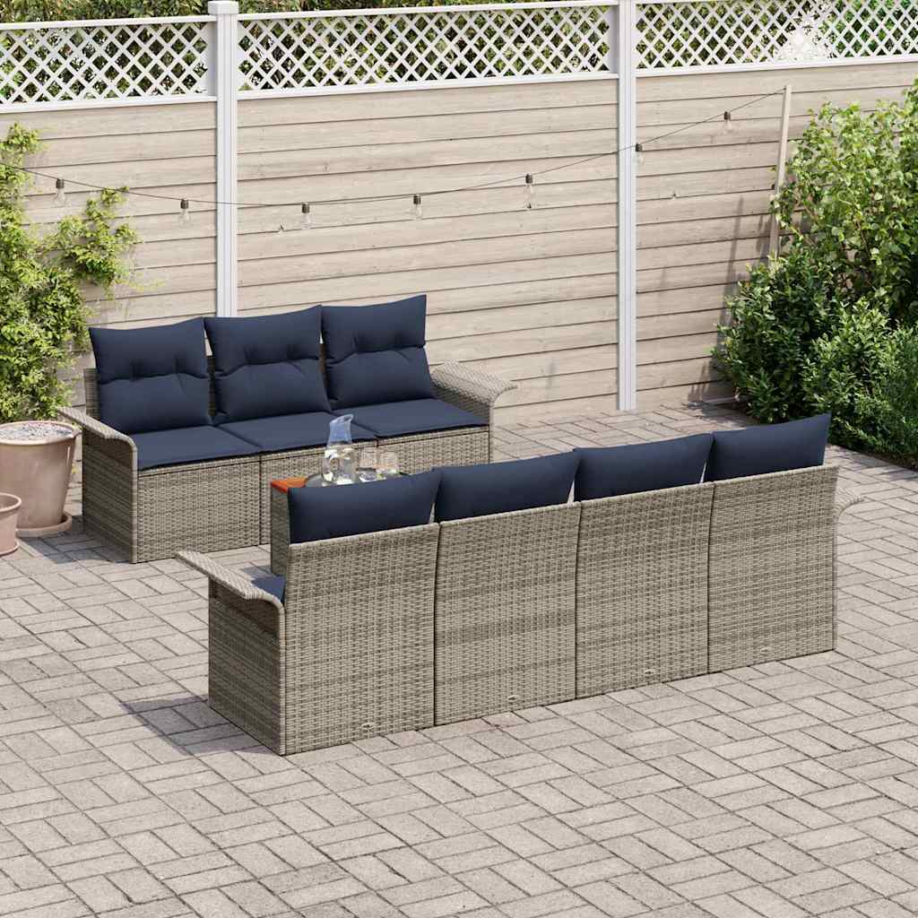 Havesofa Sæt 8 stk. Grå polyrattan