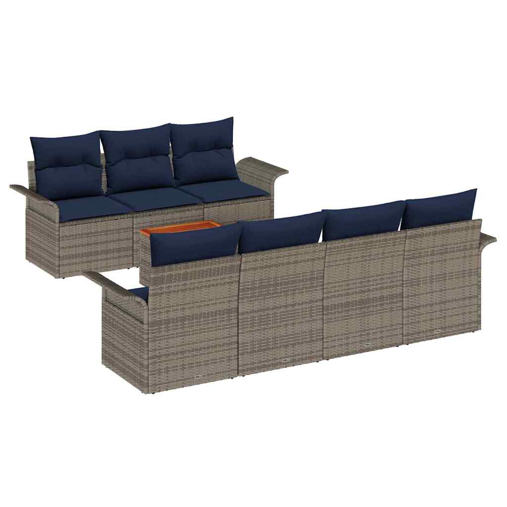 Havesofa Sæt 8 stk. Grå polyrattan