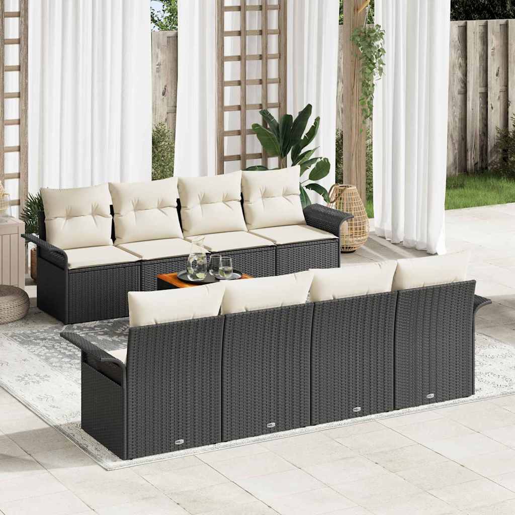 Havesofa Sæt 9 stk. Sort polyrattan