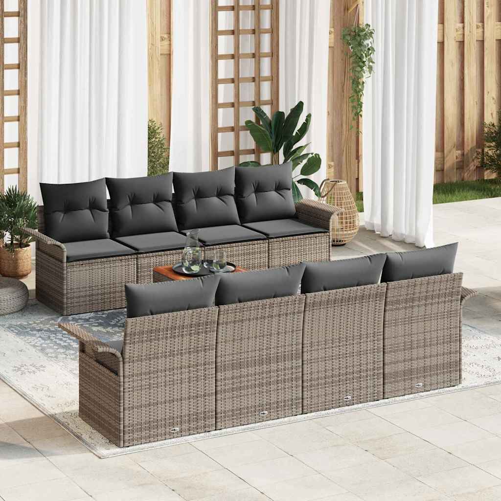 Havesofa Sæt 9 stk. Grå polyrattan