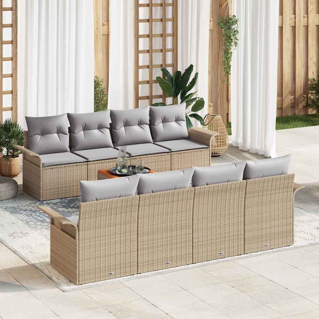 Havesofa Sæt 9 stk. Beige polyrattan