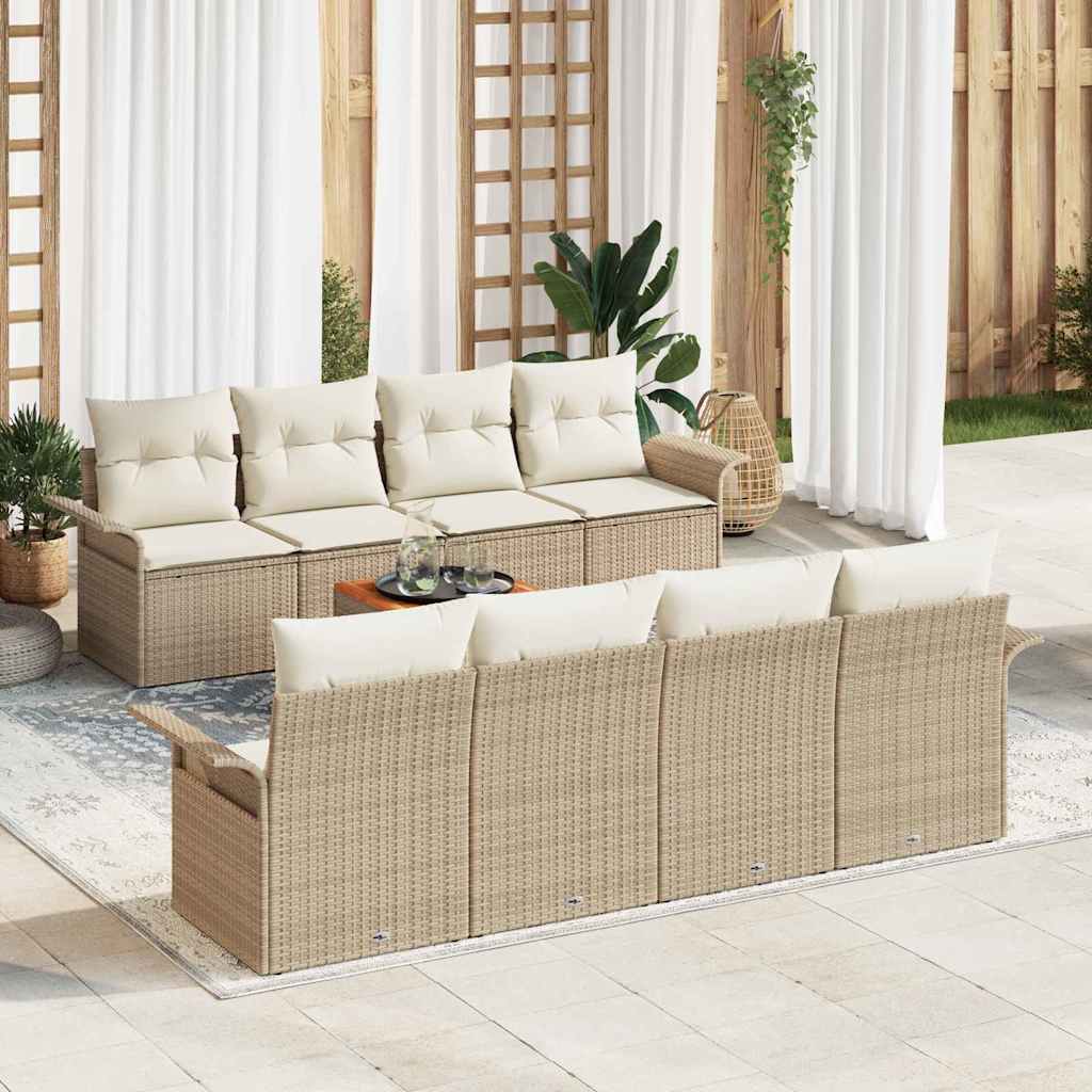 Havesofa Sæt 9 stk. Beige polyrattan