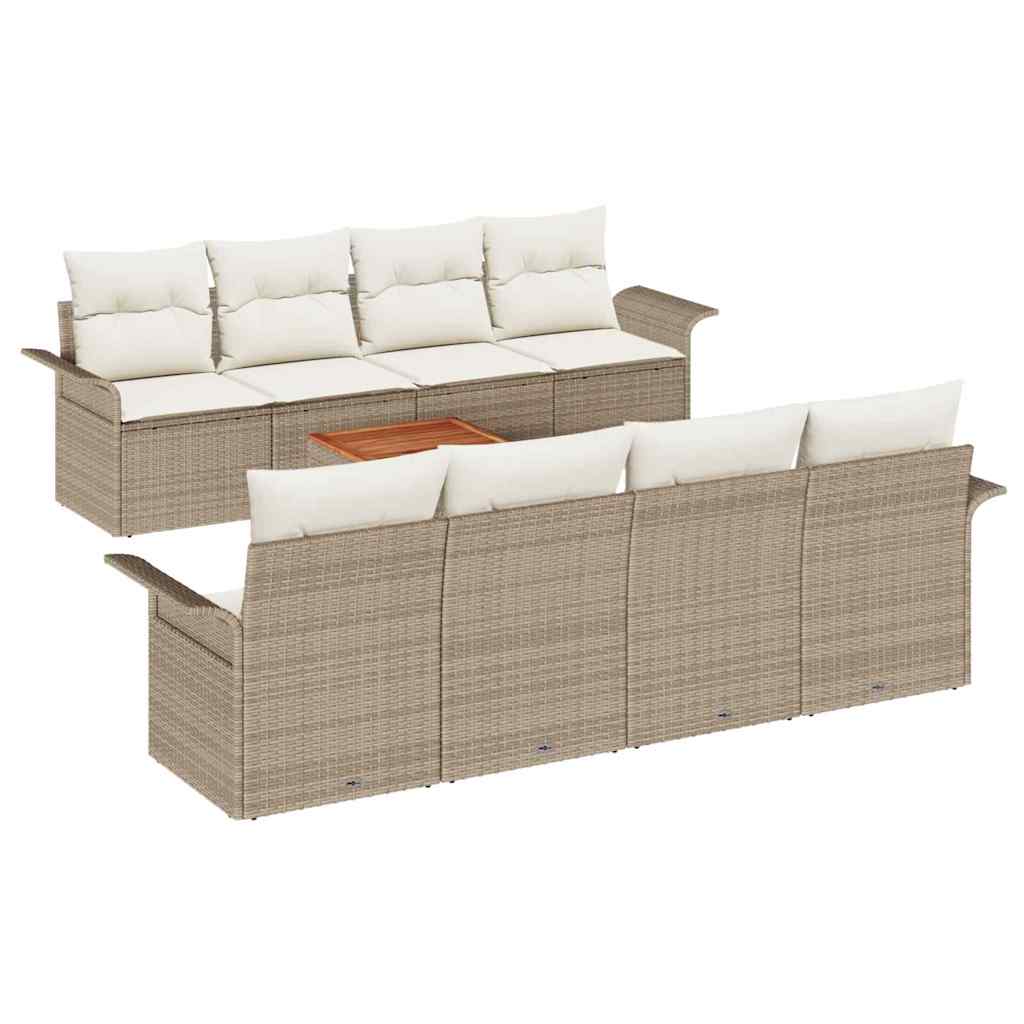 Havesofa Sæt 9 stk. Beige polyrattan
