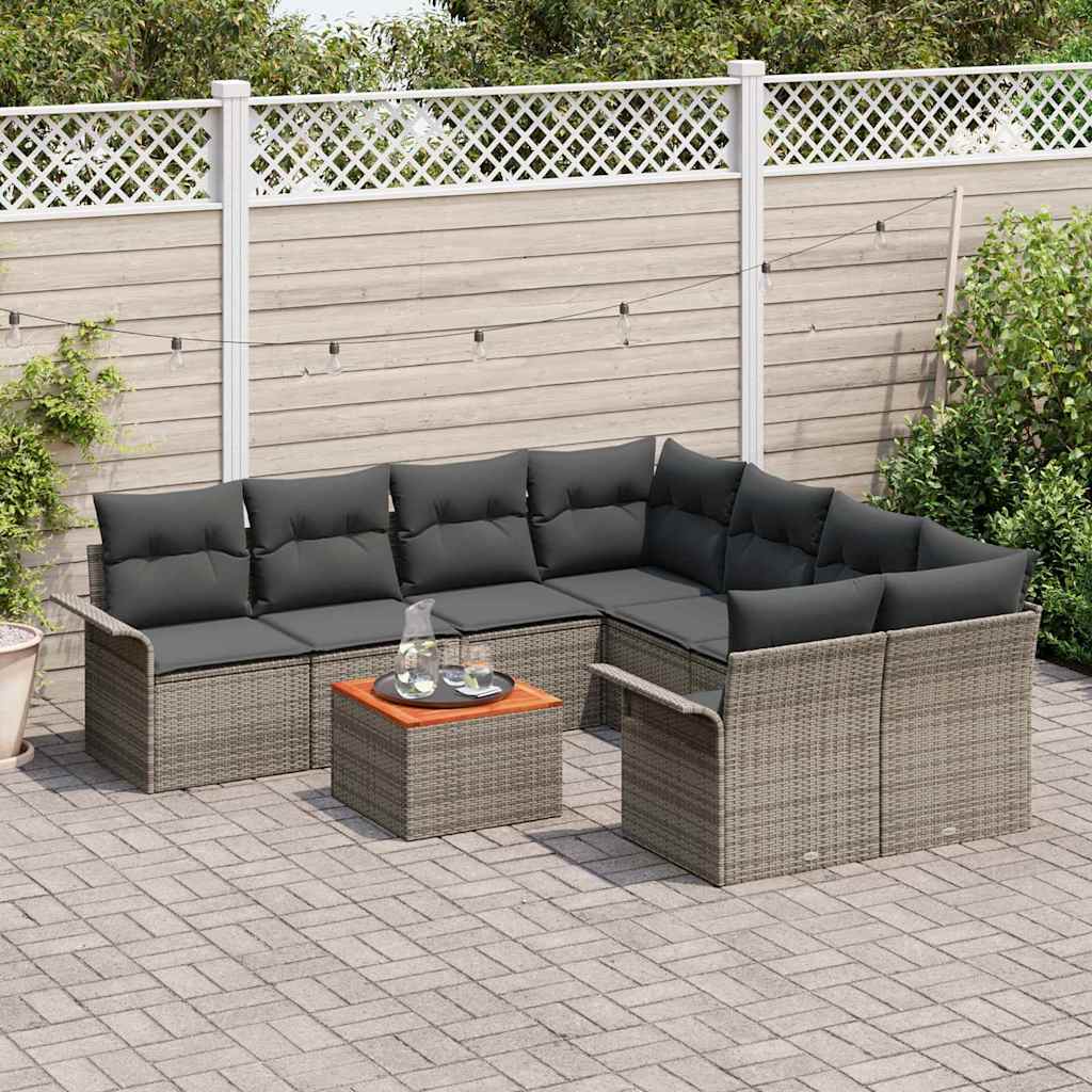 Havesofa Sæt 9 stk. Grå polyrattan