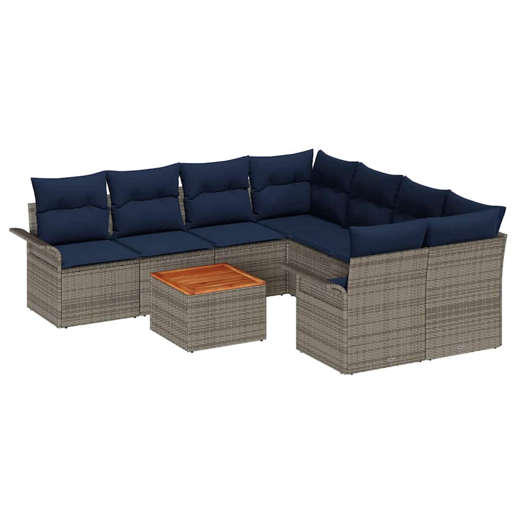 Havesofa Sæt 9 stk. Grå polyrattan