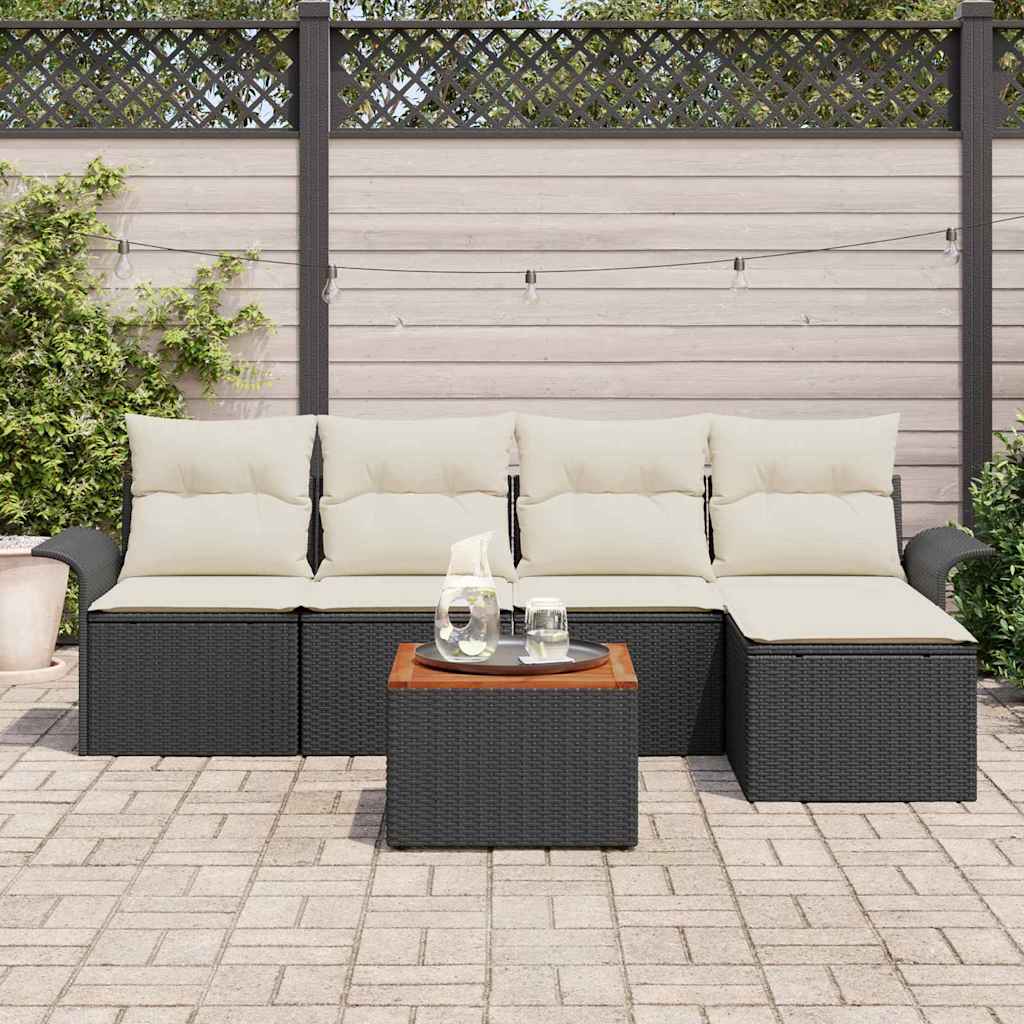 Havesofa Sæt 6 stk. Sort polyrattan