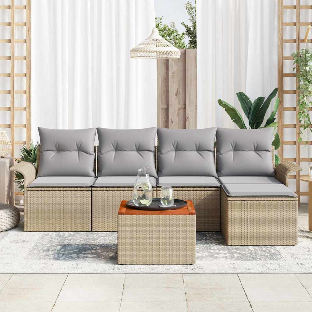 Havesofa Sæt 6 stk. Beige polyrattan