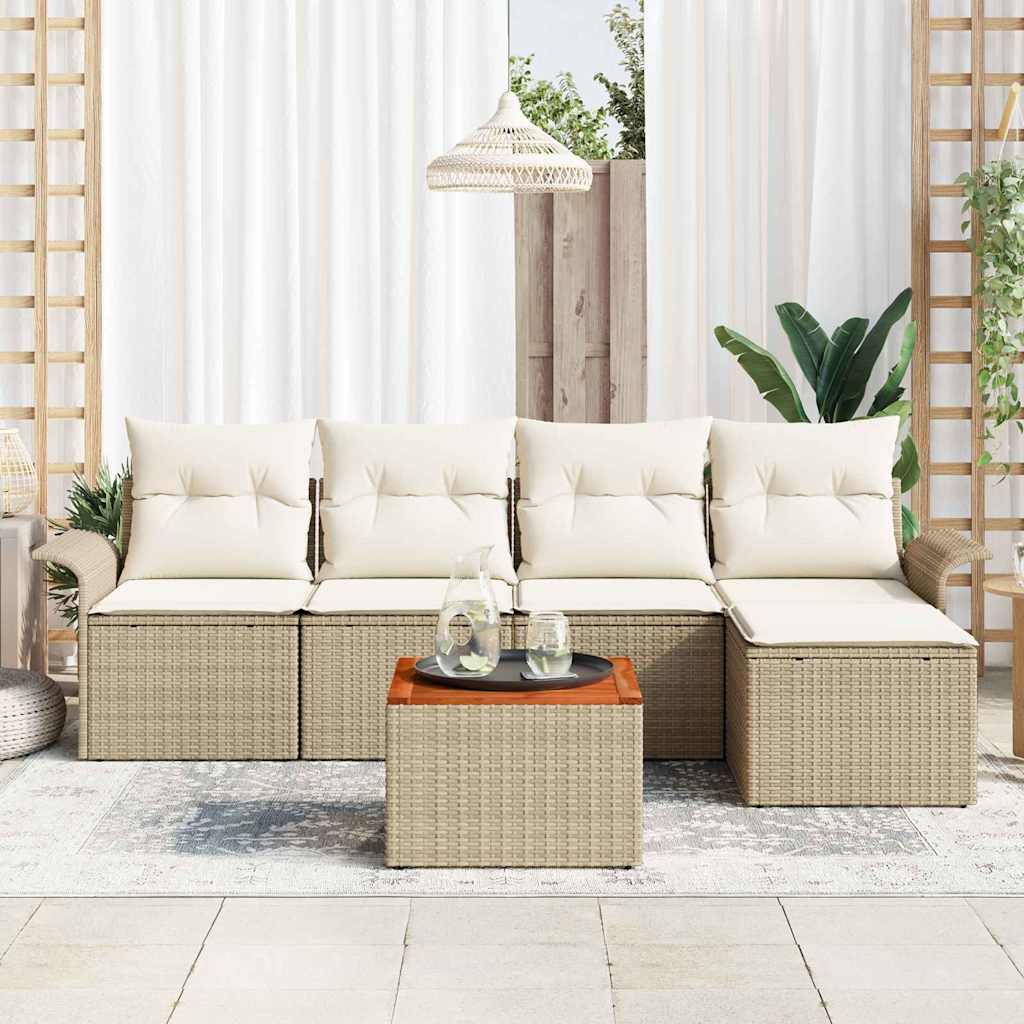 Havesofa Sæt 6 stk. Beige polyrattan