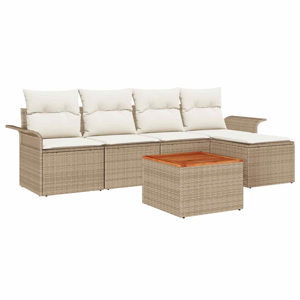 Havesofa Sæt 6 stk. Beige polyrattan