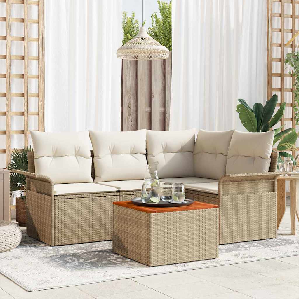 Havesofa Sæt 5 stk. Beige polyrattan