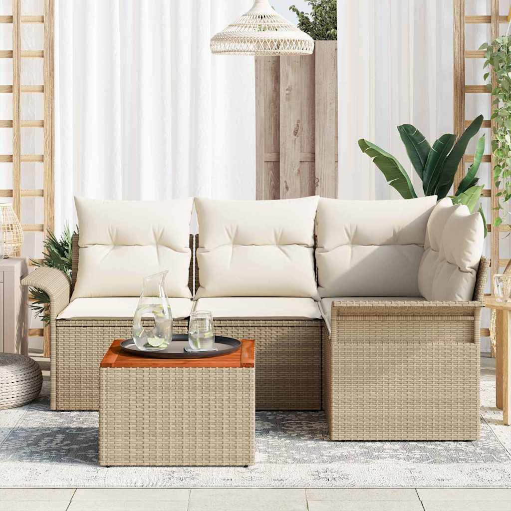 Havesofa Sæt 5 stk. Beige polyrattan