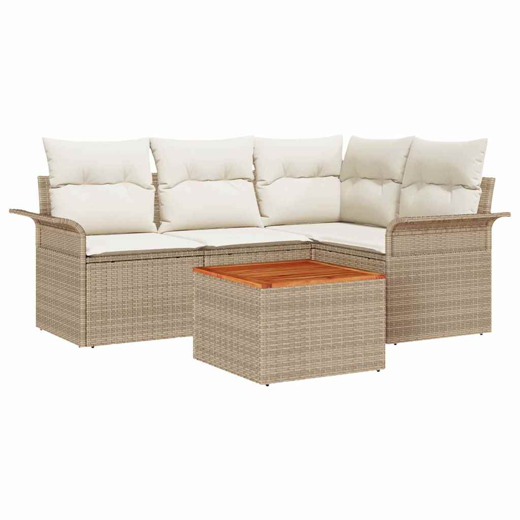 Havesofa Sæt 5 stk. Beige polyrattan