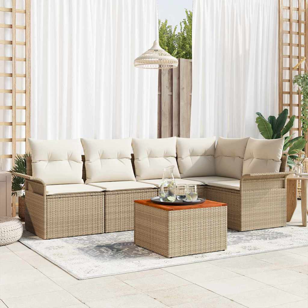 Havesofa Sæt 6 stk. Beige polyrattan