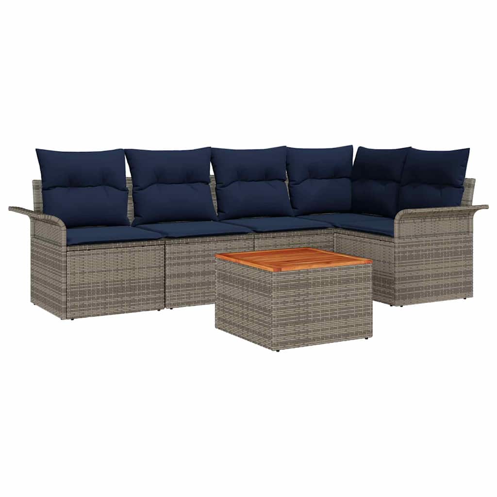 Havesofa Sæt 6 stk. Grå polyrattan