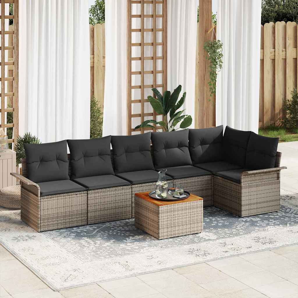 Havesofa Sæt 7 stk. Grå polyrattan