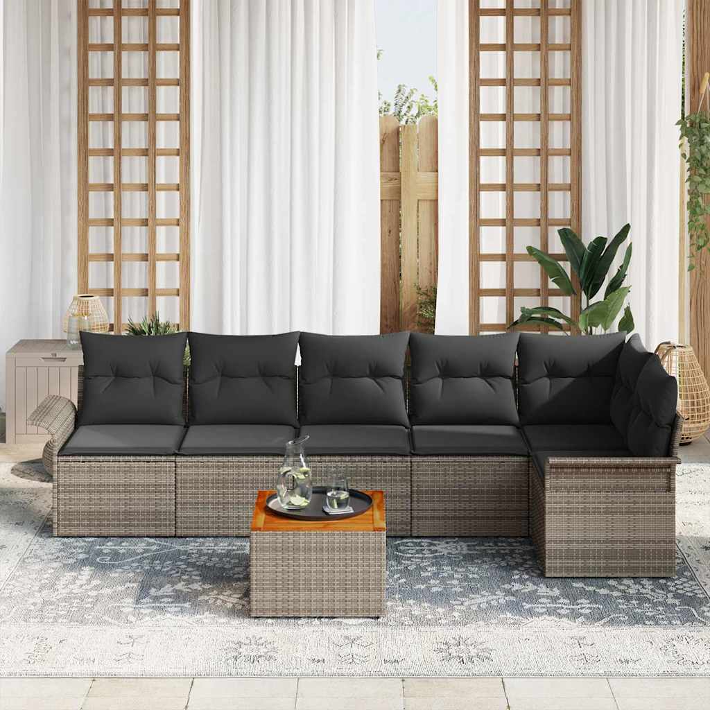 Havesofa Sæt 7 stk. Grå polyrattan