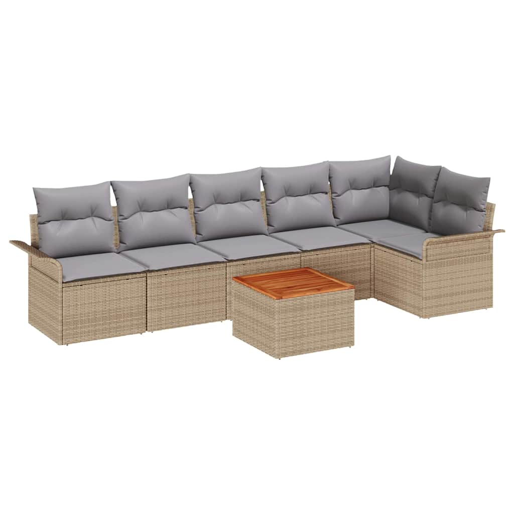 Havesofa Sæt 7 stk. Beige polyrattan