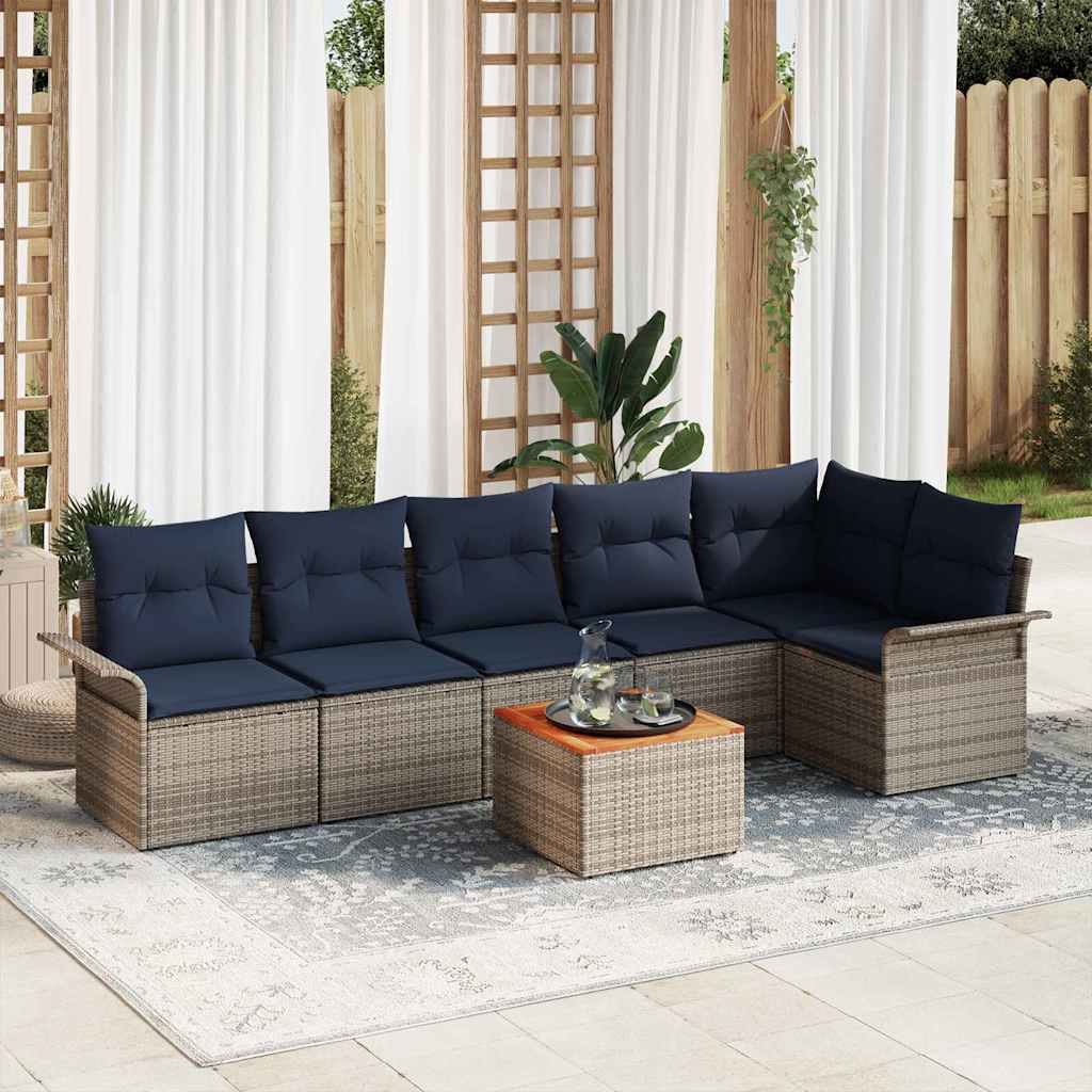 Havesofa Sæt 7 stk. Grå polyrattan