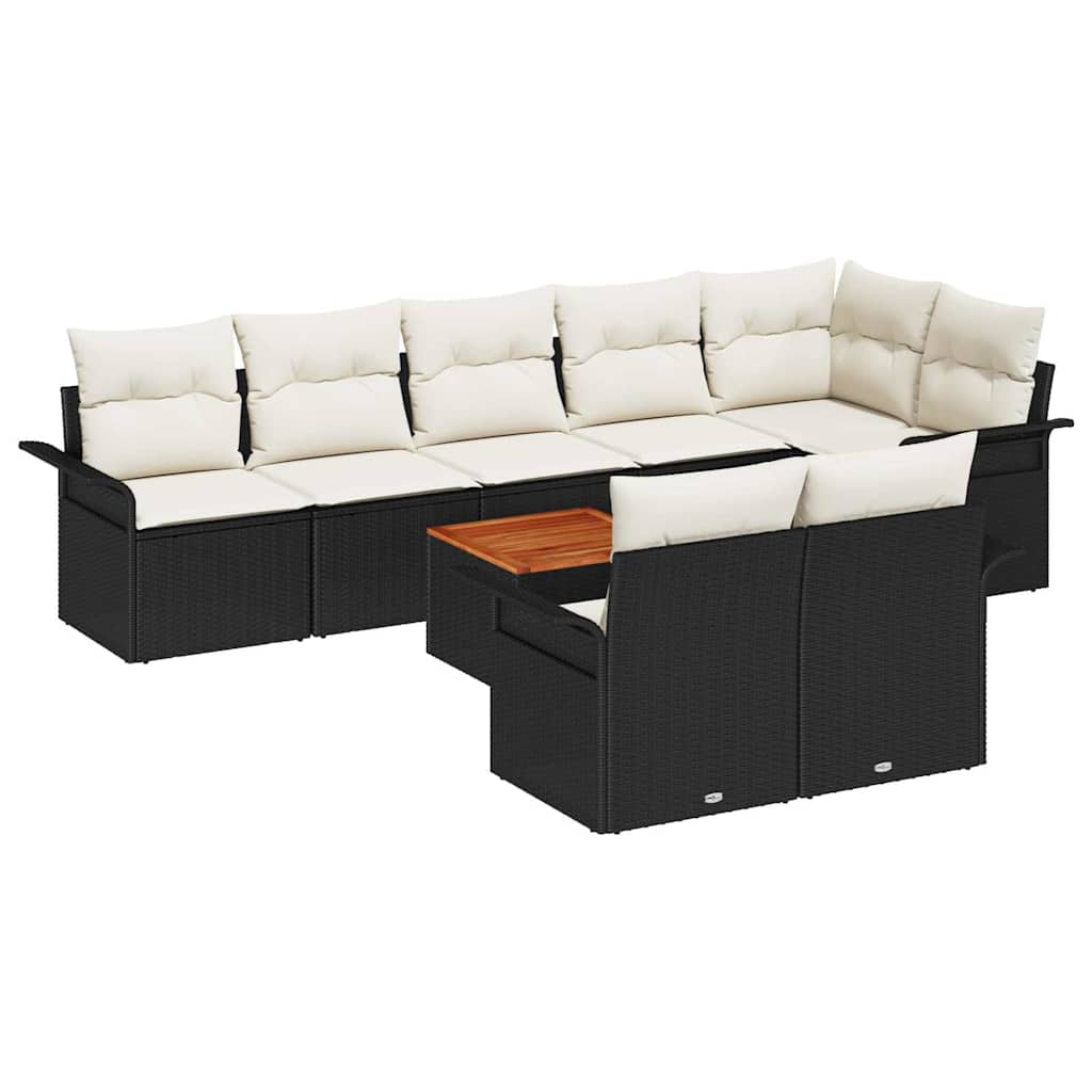 Havesofa Sæt 9 stk. Sort polyrattan
