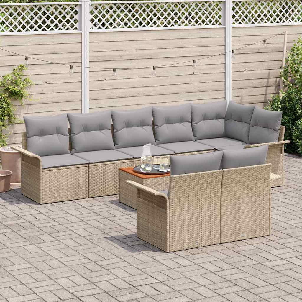 Havesofa Sæt 9 stk. Beige polyrattan