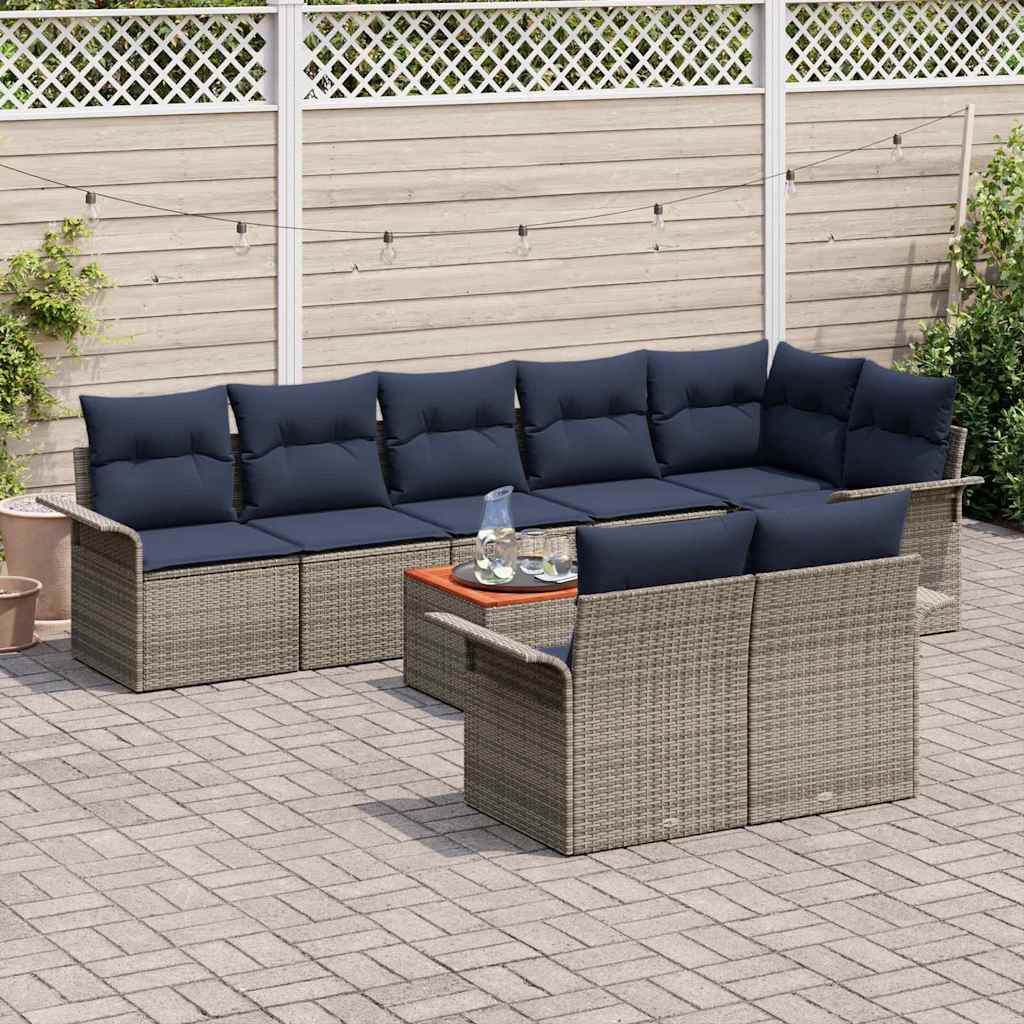 Havesofa Sæt 9 stk. Grå polyrattan