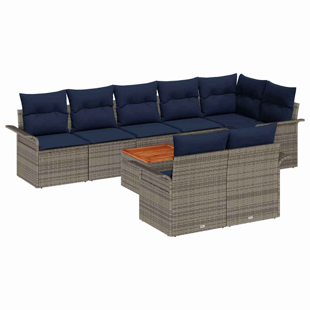 Havesofa Sæt 9 stk. Grå polyrattan