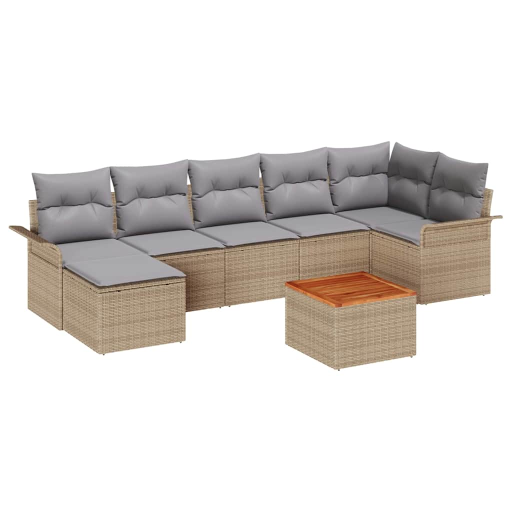 Havesofa Sæt 8 stk. Beige polyrattan