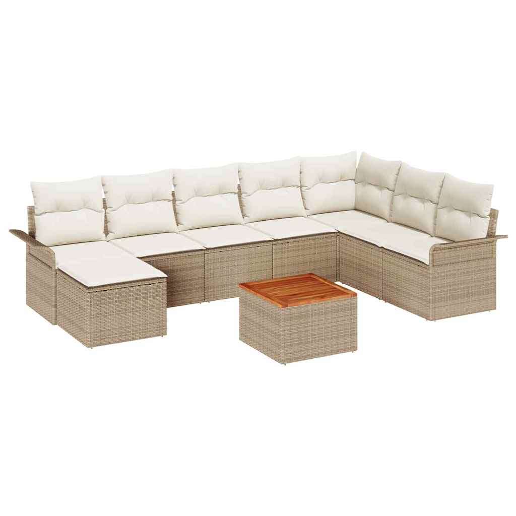 Havesofa Sæt 9 stk. Beige polyrattan