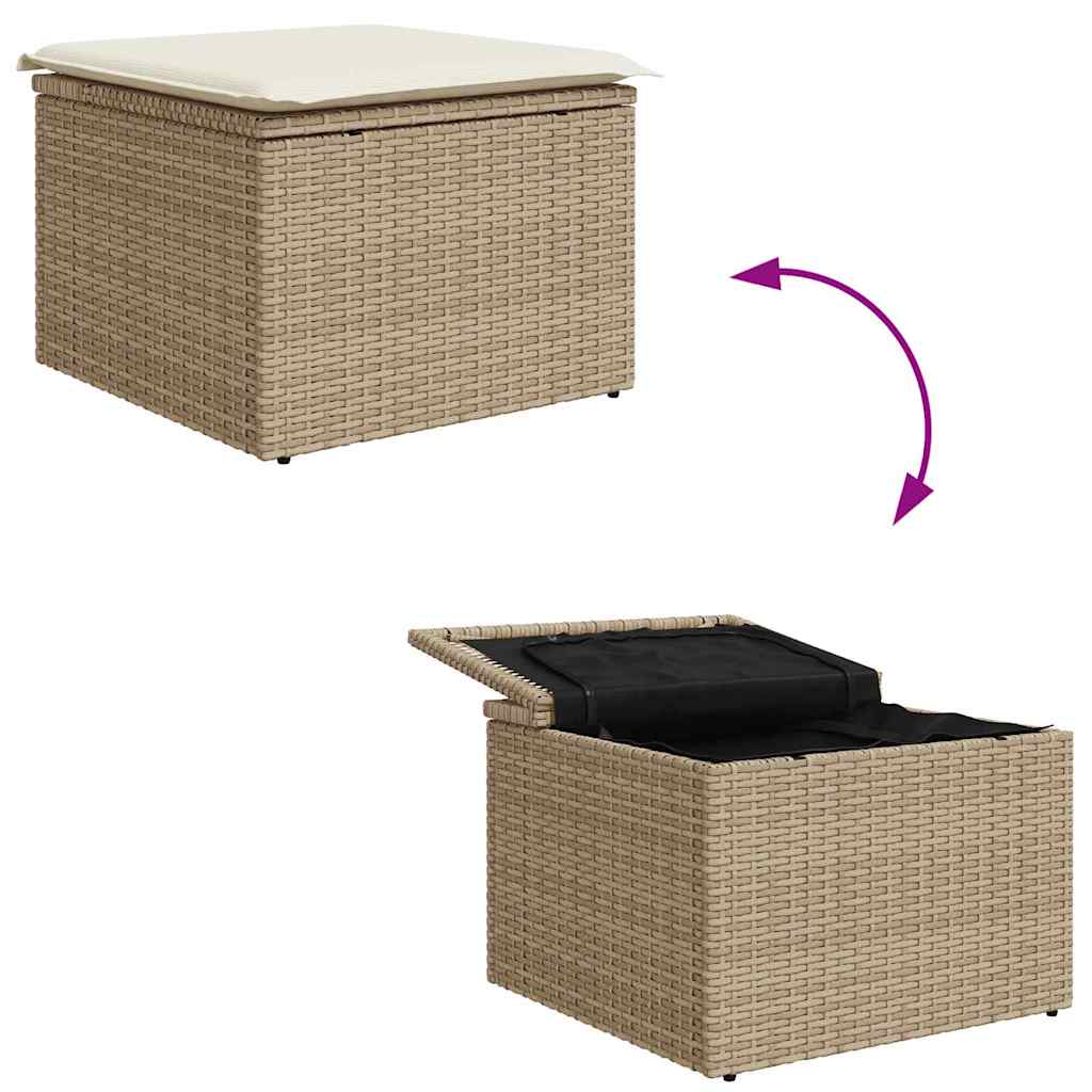 Havesofa Sæt 9 stk. Beige polyrattan