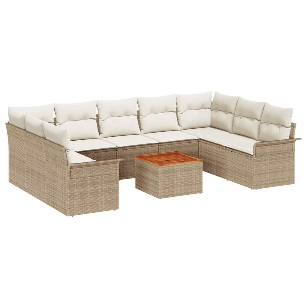 Havesofa Sæt 10 stk. Beige polyrattan