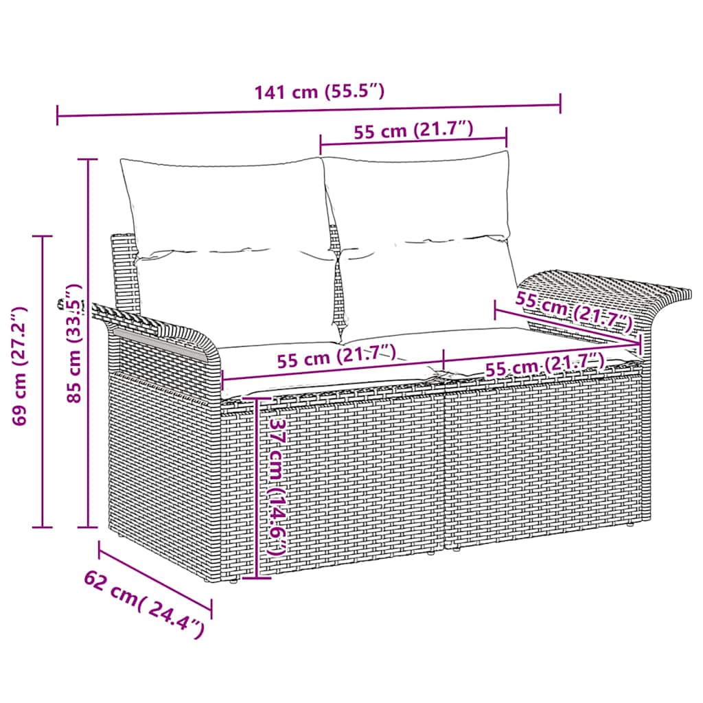 Havesofa Sæt 10 stk. Beige polyrattan