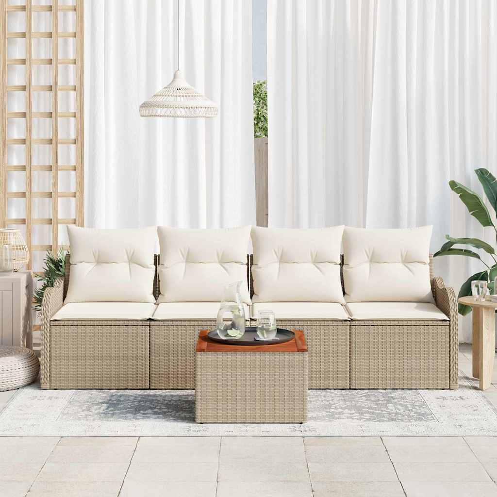 Havesofa Sæt 5 stk. Beige polyrattan