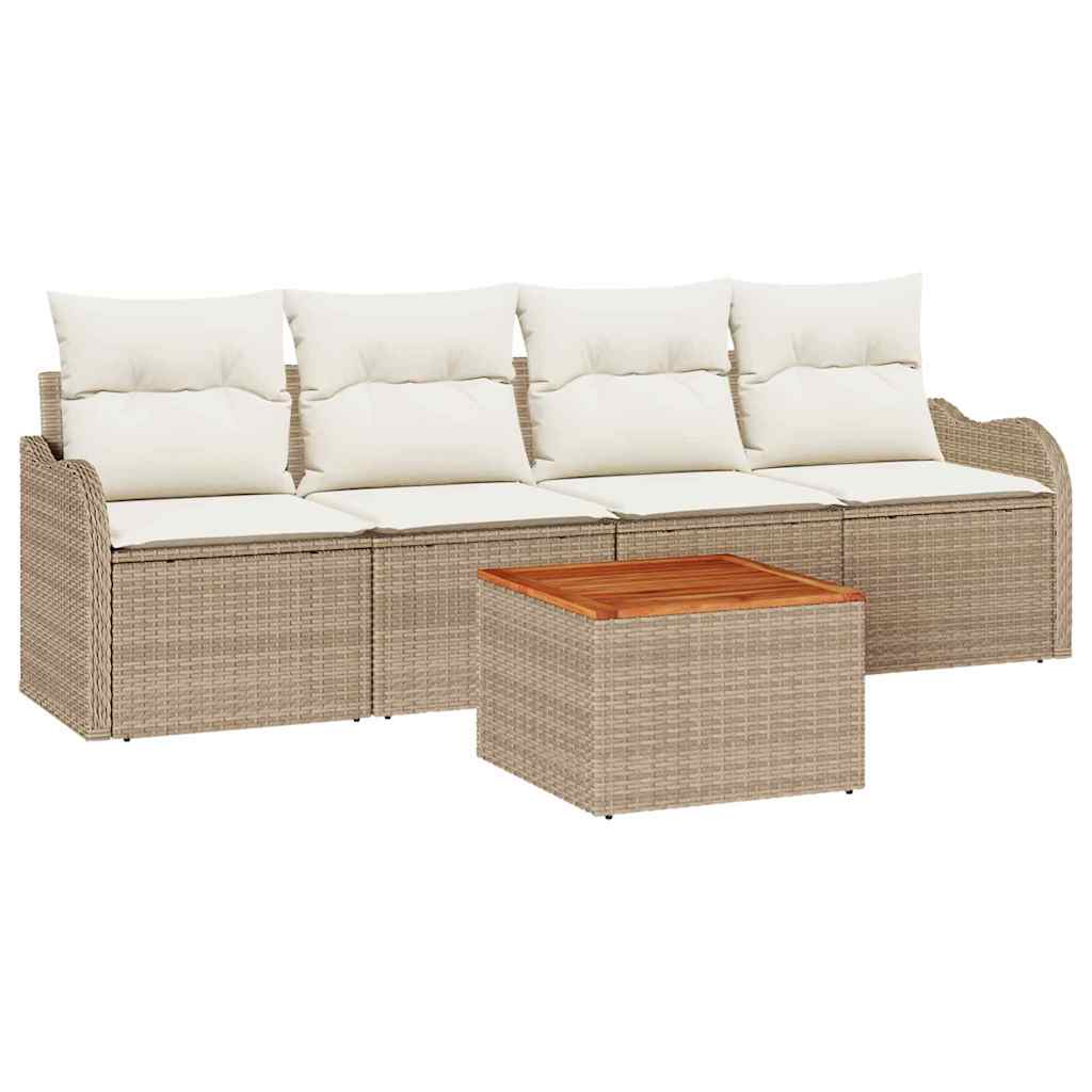Havesofa Sæt 5 stk. Beige polyrattan