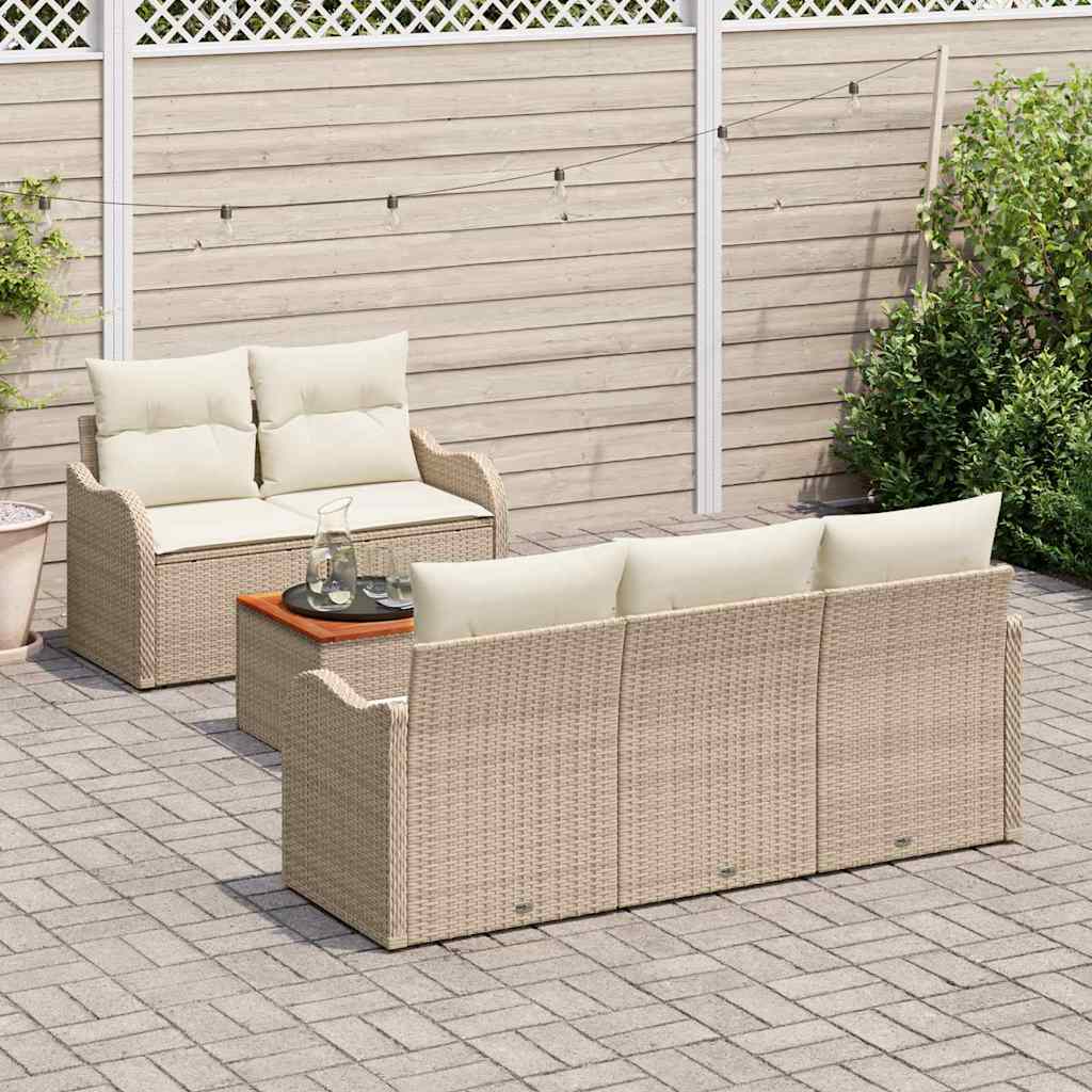 Havesofa Sæt 6 stk. Beige polyrattan